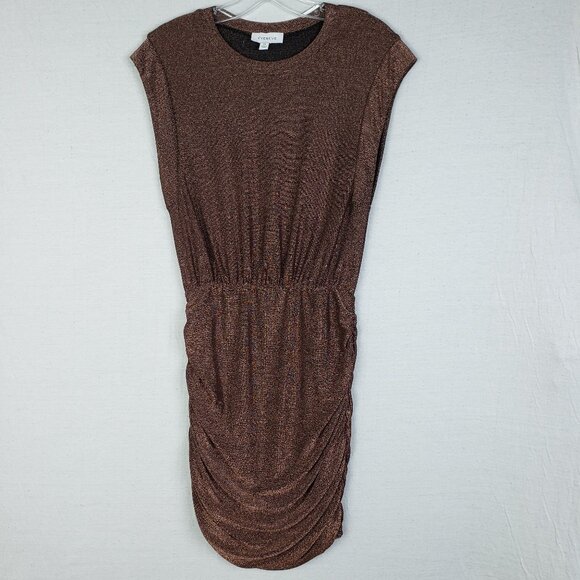 EVEREVE Ashlyn Sparkle Cocktail Dress in Bronze Ruched Metallic size XS Party - Picture 3 of 11